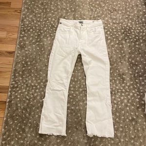 Citizens of humanity drew fray crop flare white jeans